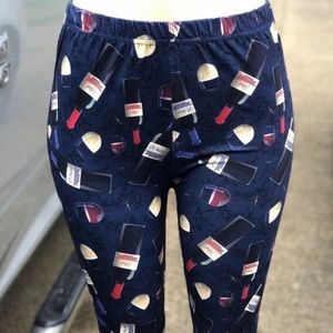 Plus (12-18) NWOT Wine Bottles Glasses Adult Leggings...